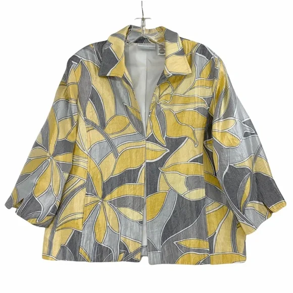 Alfred Dunner Jackets Coats Mod Fashion Yellow And Grey